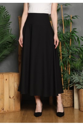 Lyne Halim Marbella Black Flare Skirt – Rok Payung Wanita Elegant Flowy, SKT-8473